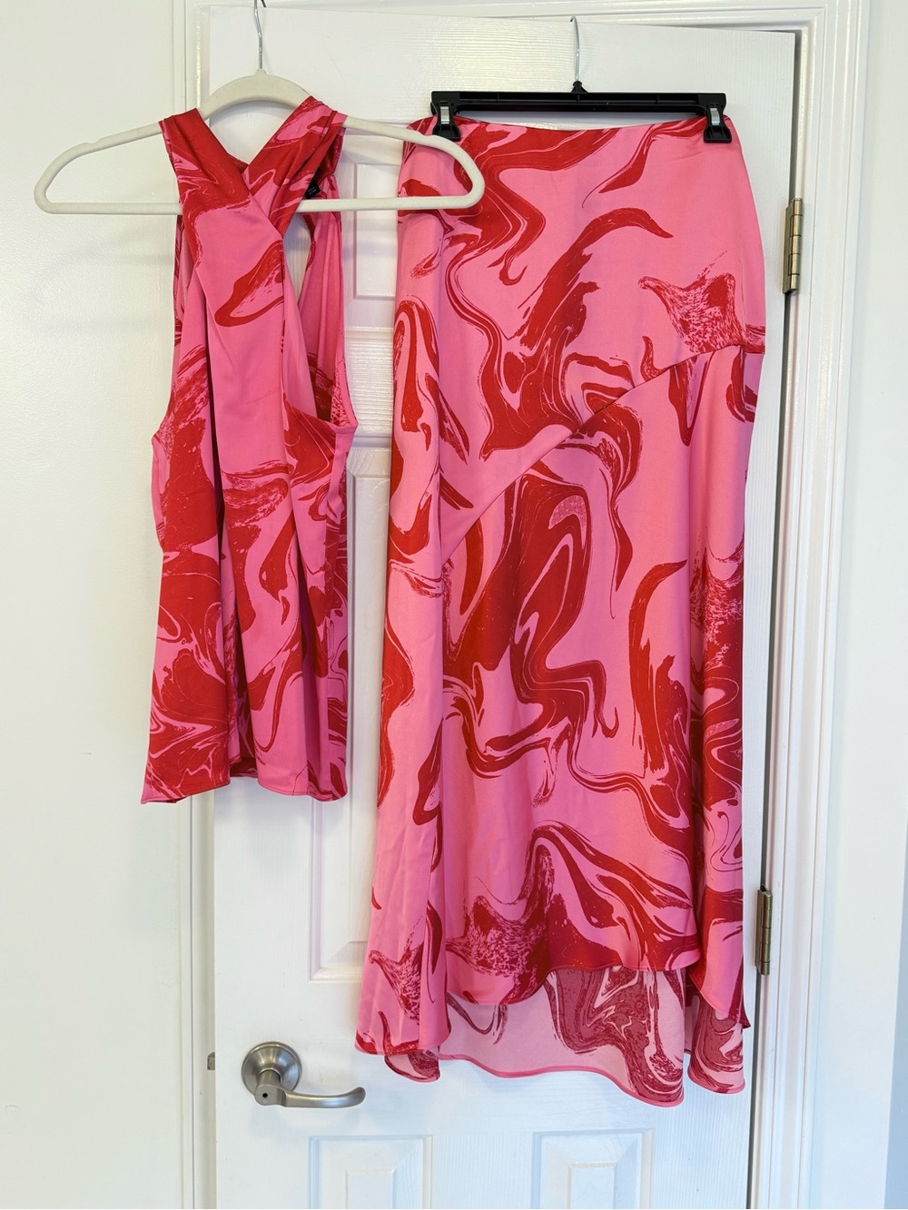 I. N. C. International Concepts Pink and Red Halter Top and Skirt Set